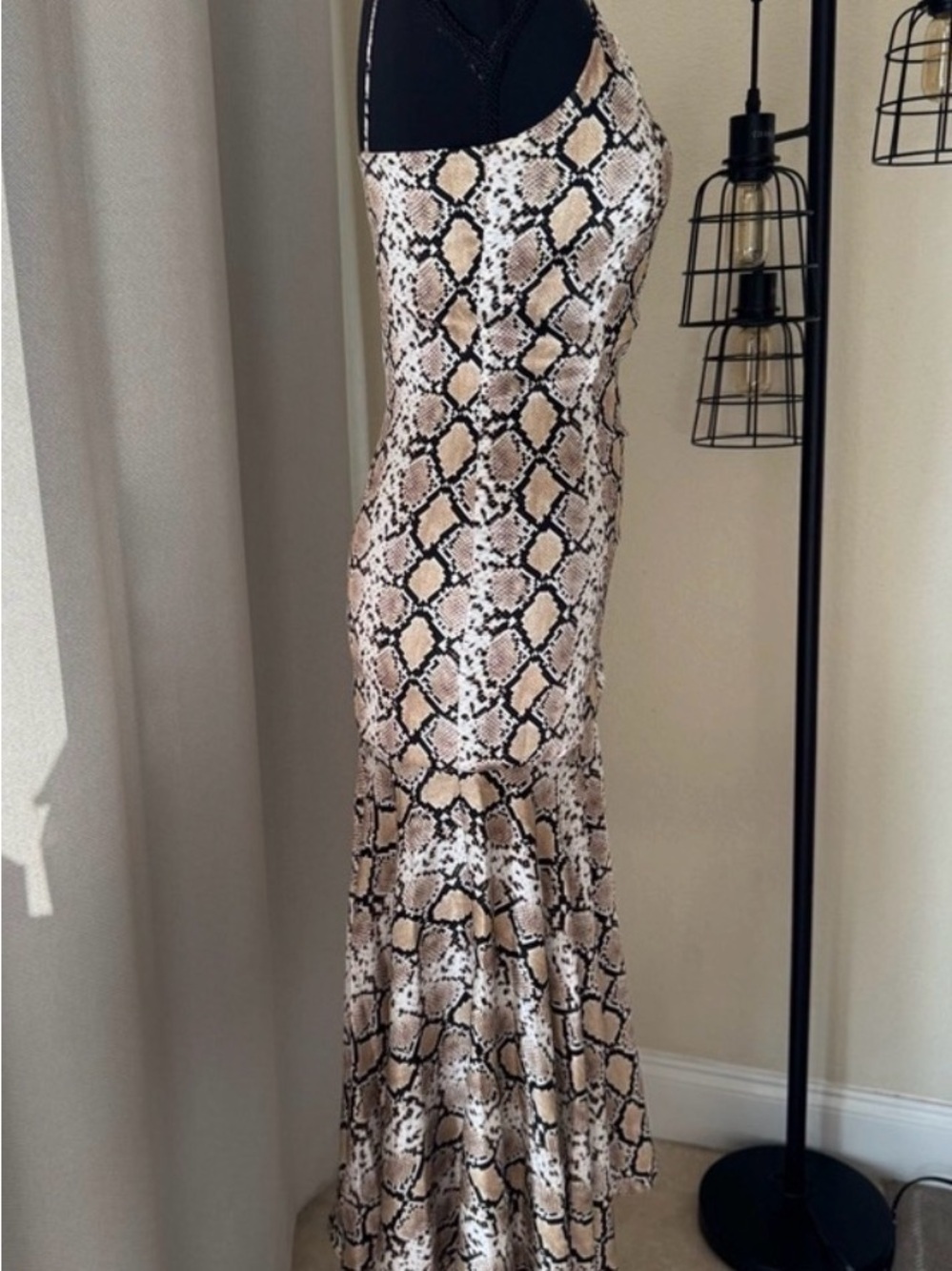 Caroline Constas Silk Snake Print Maxi Dress XS Bodycon Elegant - Picture 4 of 8